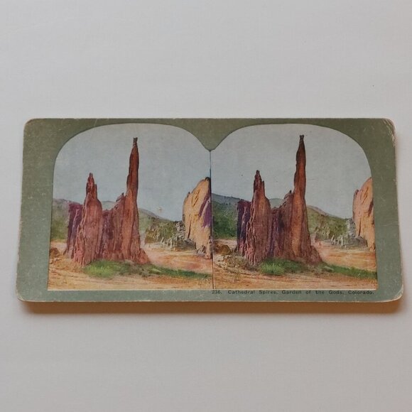 ANTIQUE STEREOGRAPH CARD Cathedral Spires Garden of the Gods Colorado - Picture 1 of 3